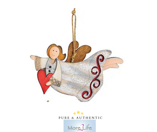 Christmas angel flying with heart