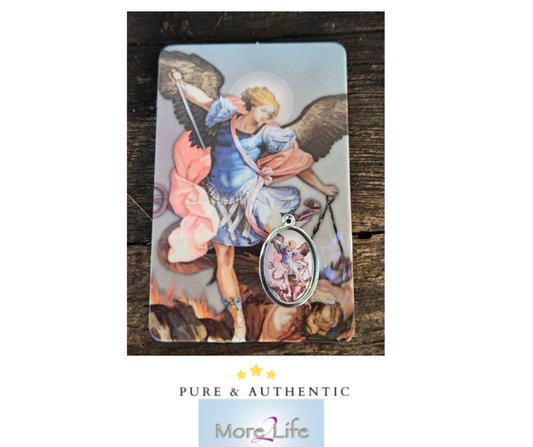 Aartsengel Michael bidprent en hanger