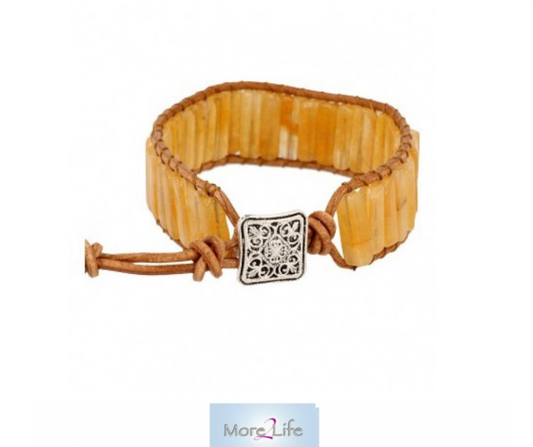 Calciet leren armband - gypsy style - Energieboost!